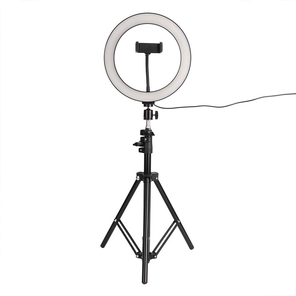 Wakects Luce ad Anello Dimmerabile da 10 Pollici, con Luce Video a LED, Ring Light Lampada Anulare Regolabile con Stativo di Luce e Supporto per Cellulare