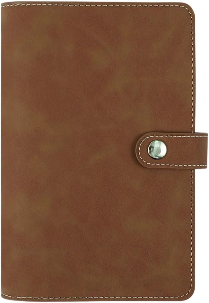 Travel Notebook Binder Refillable Journal Cover Protector with Dividers Pockets A6 PU Leather Soft Cover Folder 6 Ring Loose Leaf Planner Binder for Meeting Filler Paper Cash (Camel)