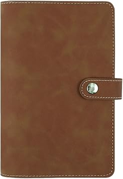 Travel Notebook Binder Refillable Journal Cover Protector with Dividers Pockets A6 PU Leather Soft Cover Folder 6 Ring Loose Leaf Planner Binder for Meeting Filler Paper Cash Camel