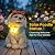 inhildas Solar Garden Poodle Statue, Detachable Ground Stake, White Resin Puppy with LED Butterfly and Blue Scarf, Waterproof Yard Decor for Patio, Lawn, Porch, Pathway, and Gift Giving