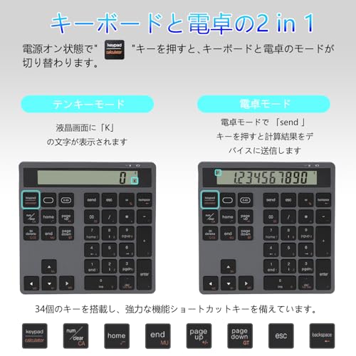 Arkidyn Plus テンキー 電卓 2in1 Bluetooth ワイヤレス Type-C充電 Arkidyn Plus の商品画像 1
