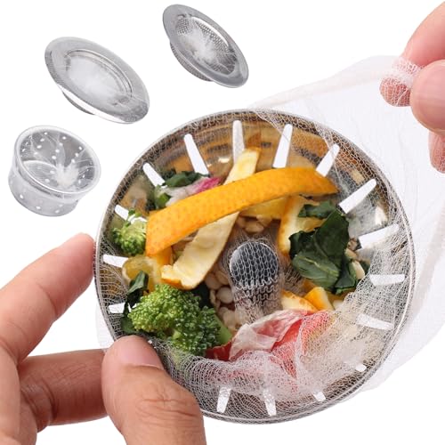 CHIAOJIHE 400 Pack Disposable Drain Covers Disposable Sourdough Mesh Sink Strainer Pouches Drain Catcher Mesh Cover Nets One Use Sourdough for Kitchen Sink Kitchen and Bathroom Strainer Pouches
