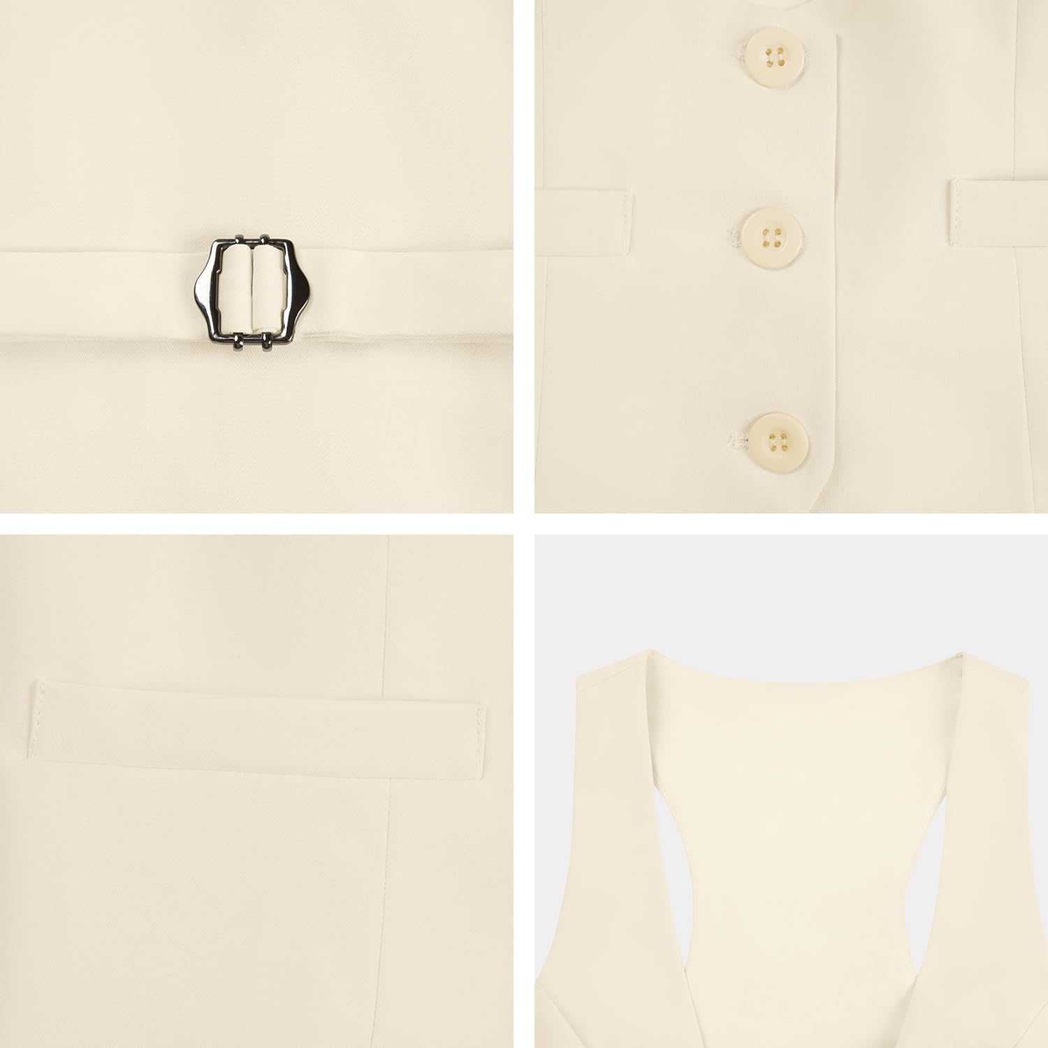 V VOCNI Suit Vest for Women Waistcoat Vintage Steampunk Dressy Casual Racerback Vest Jacket: XX-Large Beige