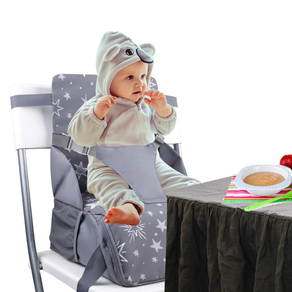 Asientos elevadores para bebés de 6 meses a 3 años, cojín elevador para sillas de comedor, asiento de alimentación infantil para mesa (estrella gris)