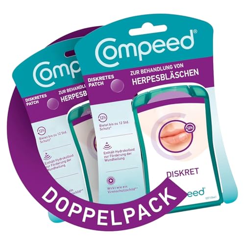 Compeed Herpesbläschen Patch Doppelpack - mit Applikator für beschleunigte Wundenheilung gegen Herpes im Gesicht 30 Patches