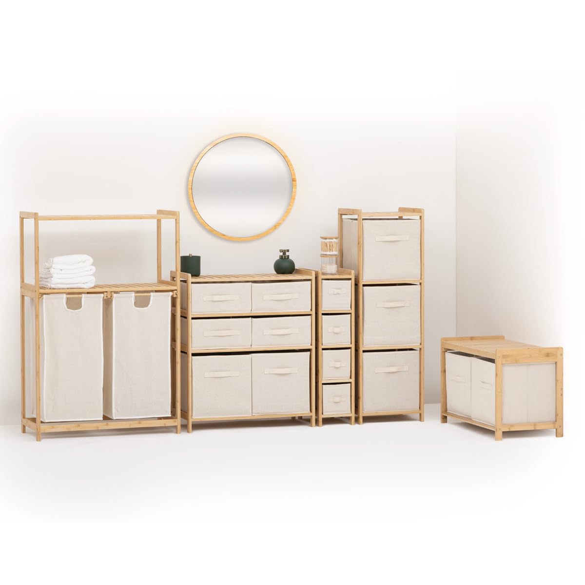 5five - scaffale tidy box con 3 cestini in bambù marrone