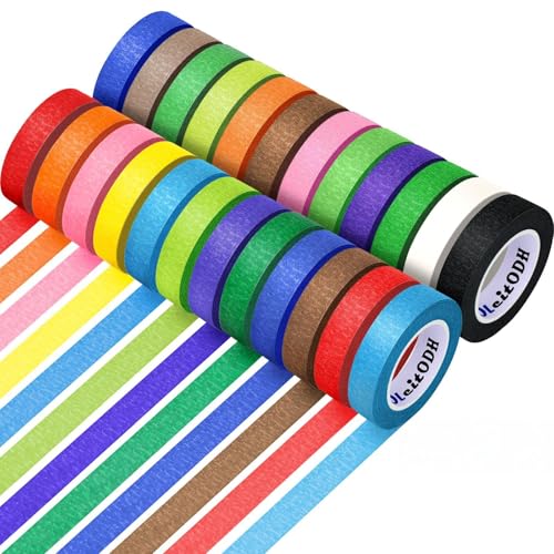 Image of 24 Rolls Colored Masking Tape Bulk for Art, 0.6 inch x 360 Yards for Crafts, Labeling, DIY Decorative, colored painters tape, Rainbow Colors Tape for General Use Projects, Easy Tear No Residue