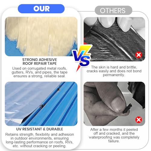 Image of Serplex Roof Repair & Sealant Tape, Waterproof & UV Resistant, 10cm x 5m, Heavy Duty Leak Stopper for Roofs, Gutters, Pipes, RVs, Easy Peel & Stick, Strong Adhesive Thicken Multipurpose Outdoor Tape