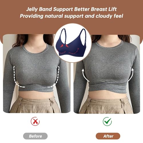 Image of OEAK Womens Wireless Jelly Bras Comfortable Push Up Bra No Underwire Gel Bra Full Support Lift Everyday Seamless Tshirt Bras