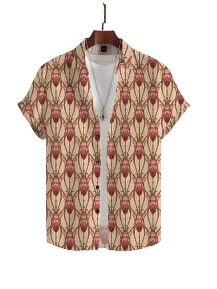 Image of Men's Striped Slim Fit Half Sleeves Stratchable Printed Shirt