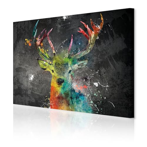 decomonkey Bilder Hirsch Abstrakt 120x80 cm 1 Teilig Leinwandbilder Bild...