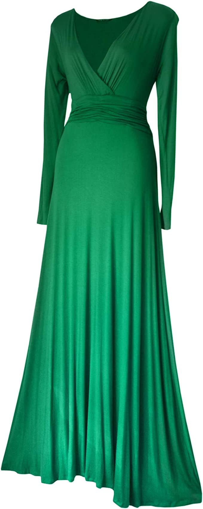 Robe longue de soirée à manches longues silhouette élancée chic