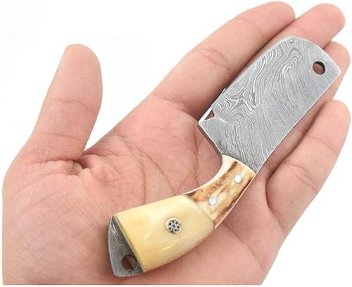 Wild Turkey Handmade Colección Real Damascu-Blade Cuchilla Fija Mini Chef Cleaver