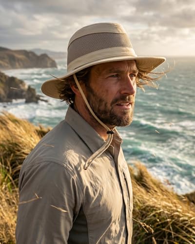 Image of Zylioo XXL XL L M Outback Hat with Wide Brim,Breathable Mesh Crown Fishing Hat,Summer Hiking Hat for Camping,Gardening