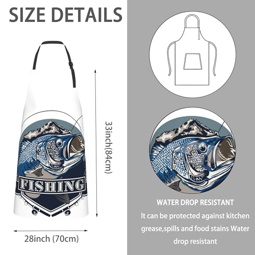 Ciaidu Bass Fish Apron, Adult Aprons For Women And Men thumb #1