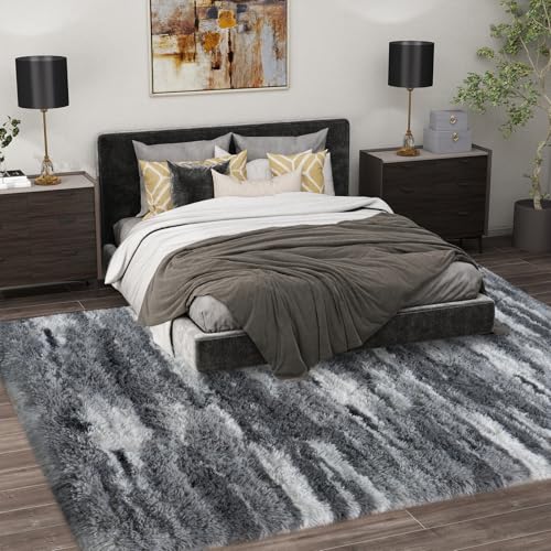 Alfombra Shag Decorativa 8x10 Pies Gris Abstracto miniatura 4