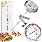 Candy Deep Fry Thermometer with Pot Clip 8' - Instant Read Food Thermometer | Mechanical Meat...