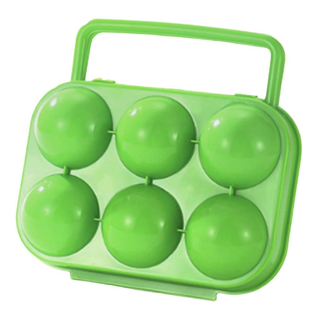 6 Grid Eggs Storage Box Dispenser Eggs Container for Home Backpacking Hiking Green