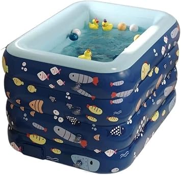 Paddling Pool Inflatable Swimming Pool Heavy Duty Above Ground Blue 4 Ring Paddling For Garden Garden1.4m