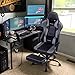VON RACER Massage Gaming Chair - High Back Racing PC Computer Desk Office Chair Swivel Ergonomic Executive Leather Chair with Footrest and Adjustable Armrests, Gray/Black