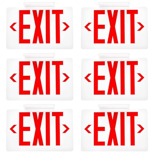Sunco 6 Pack LED Exit Sign with Emergency Light, Commercial Grade Double Sided Fire Exit Lights, Backup Battery, Illuminated Emergency Exit, 120-277V, Dual Mounting, UL 94V-0 Fire Resistant. by Sunco Lighting - Used condition - US$69.51