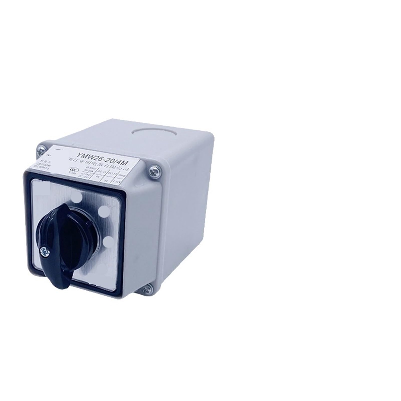 20A Conversion Selector With Box LW26-20/4 Four Poles Rotation Selection Waterproof Control Circuit Cam Switch(White)