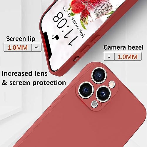 KPPIT for iPhone 13 Pro Case Protective Case Silicone,Ultra Slim Soft Gel Anti-Scratch,Microfiber Lining,Rubber Shockproof Case Cover for iPhone 13 Pro Camellia Red,6.1 inch - Image 4