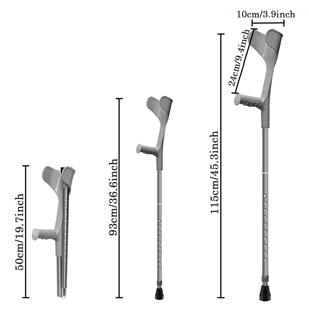 NGD Béquille Medicales Adultes Pliable(1 Pièce),Bequille Anglaise Réglable en Hauteur,Béquille d’Avant-Bras avec Poignée Ergonomique,Soutien Après des Blessures ou des Opérations