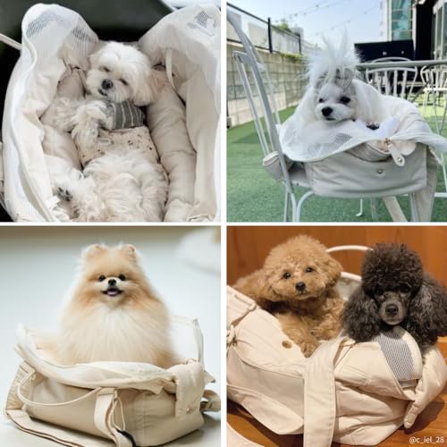 Soft-Sided Pet Travel Bag for Cats and Dogs - Airline Approved, Waterproof Tote with Safety Clips and Removable Cushion (Vanilla Cream)
