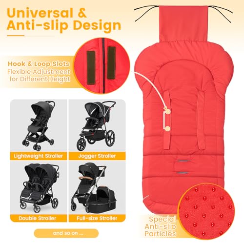 Image of Orzbow Stroller Footmuff Universal - Weather-Proof Bunting Bag for Toddler, Warm Fleece Sleeping Bag for Cold Weather, Easily Attaches to Most Strollers, Baby Boys Girls Winter Essentials, Red