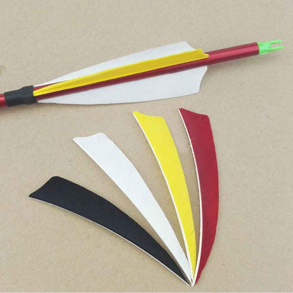 Elprico Tiro con L' Feather, 12Pcs 4inch Long Tiro con L' Fletch Naturale a Intera per frecce in Fibra di Carbonio di Legno