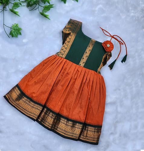 Girl's Traditional Ethnic Wear Kalyani Cotton Flower Knot Frock2