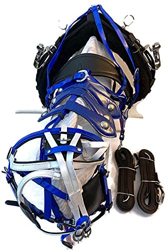H & H Biothane Quick Hitch Harness (Black and Blue, Cob)