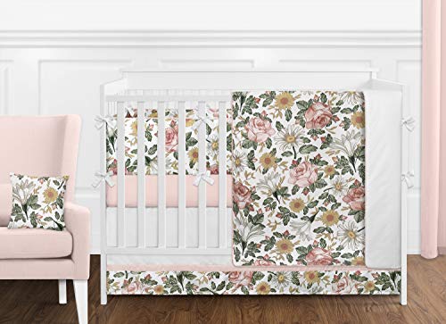 Sweet Jojo Designs Vintage Floral Boho Baby Girl Nursery Crib Bedding Set