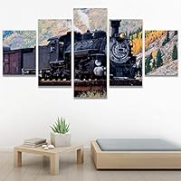 SIGNWIN 5 Panel Canvas Wall Art Modern Art Cars Edgy Industrial Mixed Media Multicolor Transportation for Home Decorations Ready to Hang - 60