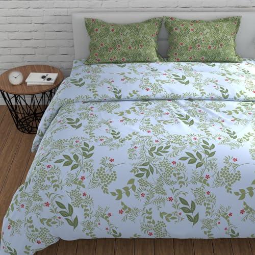 Image of Huesland by Ahmedabad Cotton 144 TC Cotton Elastic Fitted Bedsheet for Double Bed with 2 Pillow Covers | 60 x 78 inches