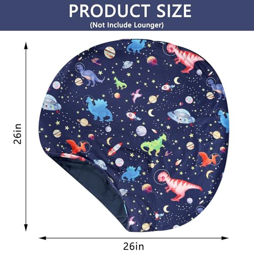 Image of GFU Newborn Lounger Cover Replacement, Soft Baby Lounger Cover 1 Pack, Breathable Infant Removable Slipcover for Boys Girls, Blue Dinosaur Pattern