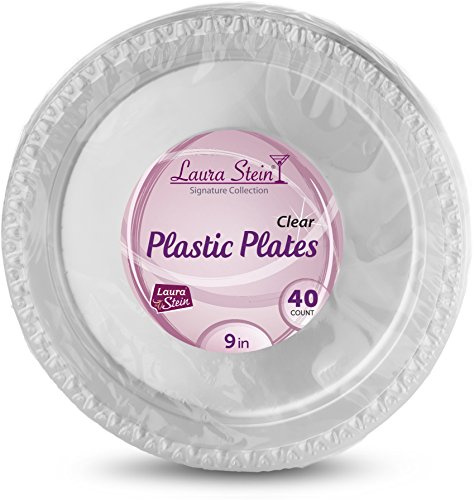 Up To 50% OFF [480 Count - 9 Inch Plates] Laura Stein Premium Heavy Weight Crystal Clear Disposable Plastic Dinner Size Plate, Great For Wedding, Event, Parties, Catering, Buffets, 12 Packs