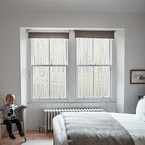Ninetrex Window Privacy Film Frosted Glass Window Film Sticker Decorative Coverings Non-Adhesive Heat Anti-Uv For Home Office Living Room,Stripe Patterns，17.5 X 78.7Inches #TOP4
