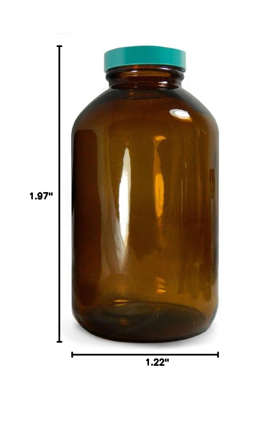 Qorpak GLC-09083 Type III Glass Wide Mouth Packer Bottle with Green Thermoset F217 and PTFE Lined Cap, 31 mm Diameter x 50 mm Height, 15 milliliters Capacity, Case of 48