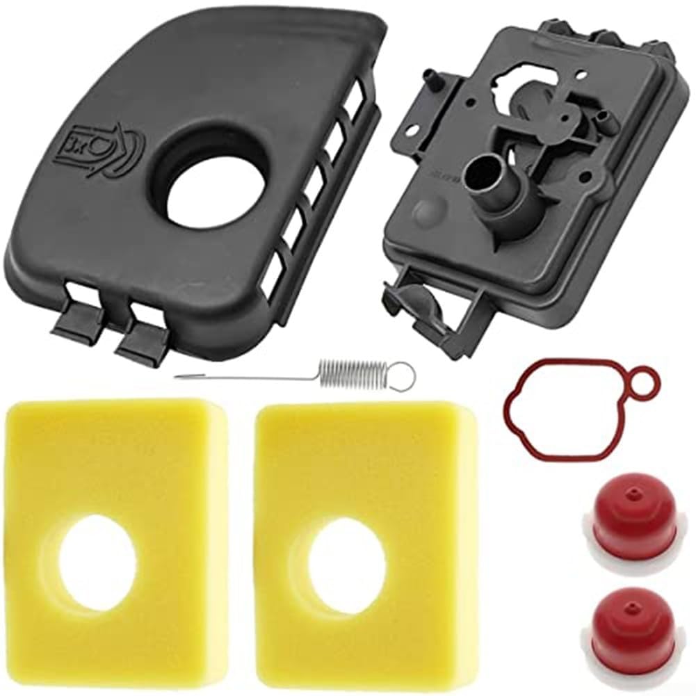 Donkivvy Air Filter Kit Fits for B&S 300E 450E 500E 08P602 09P602 Series Lawn Mower Engines - Include Air Filter Base, Air Cleaner Cover, Foam Air Filters, Speed Regulator Spring, Primer-Bulb, Gasket
