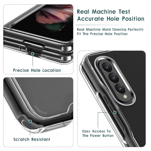 Image of amazon basics Compatible with Samsung Galaxy Z Fold 3 Case Cover Transparent Non-Slip Hard PC Shockproof Bumper Protective Back Cover - Clear