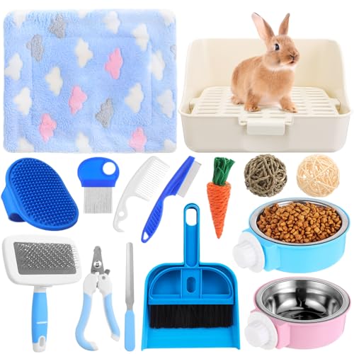 15 Pcs Rabbit Starter Kit Small Litter Box Animal Grooming Kit Bu...
