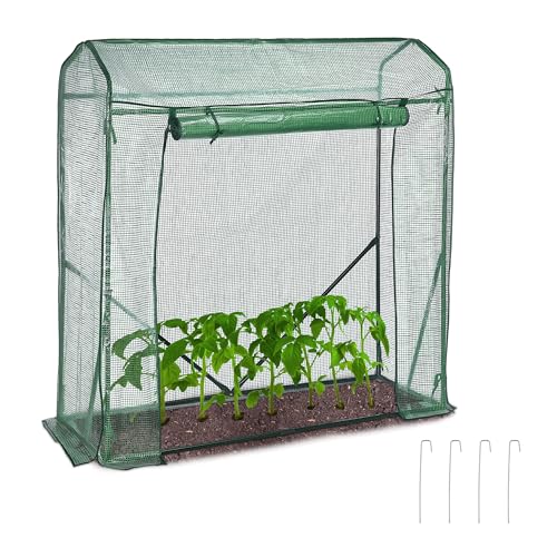 Relaxdays Tomatengewächshaus, Garten, Balkon, Foliengewächshaus Tomaten, HBT 150x100x50cm, Stahl, PVC-Folie, transparent