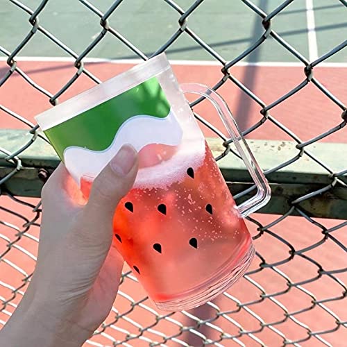 olpad Double Wall Mug with Jelly Inside with Handle,Large Juice Glass for Freezer, Cocktail Drinking Glass Pub Drinking Mug, Alcohol, Beverages, (Red) 400 ml