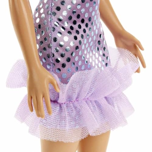 Barbie con vestido púrpura a lunares miniatura 2