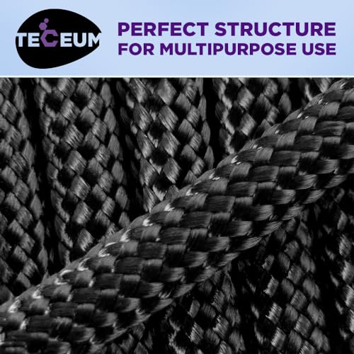 TECEUM Paracord Tipo III 550 Preto – 15,2 m – 4 mm – Corda tática MIL-SPEC – Cabo para exterior – Eq