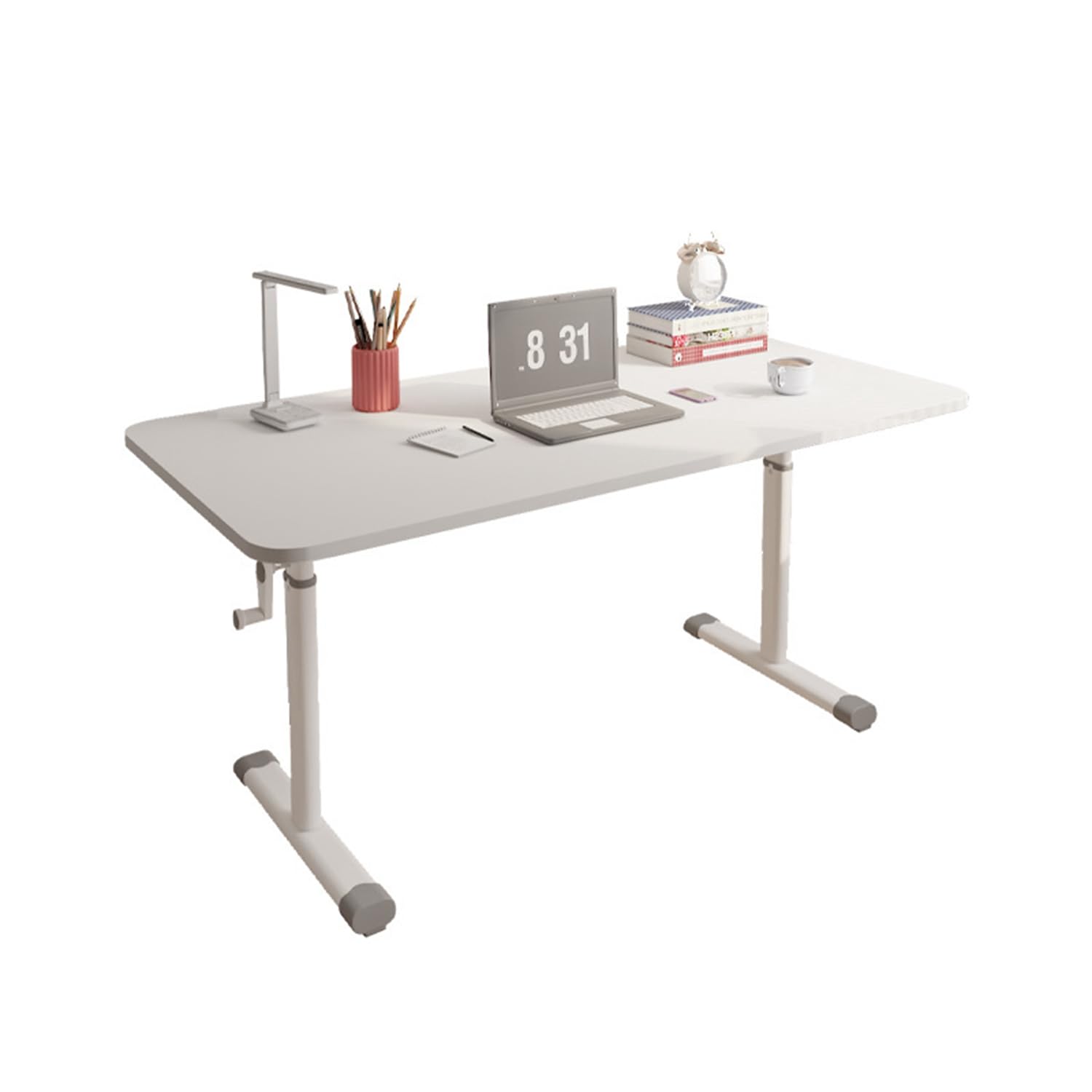 Scrivania Piccola per Computer, Regolabile in Altezza, da Ufficio, 80x50cm, Bianco