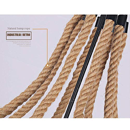 Lustre rustique en corde de chanvre 8 E26 style industriel rétro pour loft