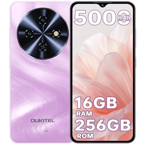 OUKITEL C5 Smartphone Ohne Vertrag, 16GB RAM+256GB ROM/1TB Erweiterbar Handy Ohne Vertrag, 6.52 HD+ Handy, Simlockfreie Handys mit 5000mAh Akku, 13MP+5MP Kamera, Face ID/Dual SIM/GPS/OTG, Rosa